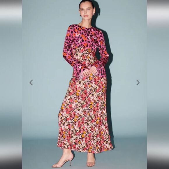 SAYLOR Delphine Abstract Print Satin Dress - Picture 1 of 12